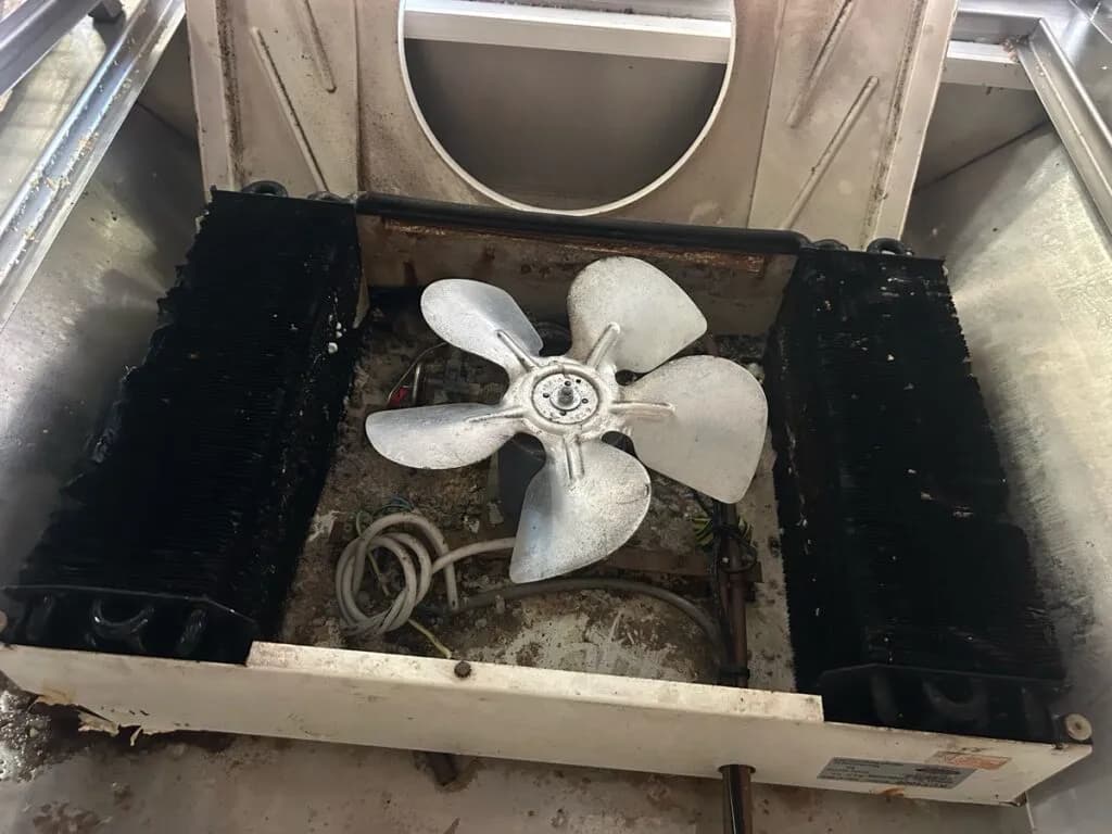 Worn out cake display evaporator fan