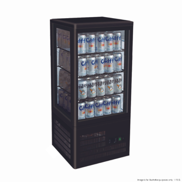 TCBD78B Four-Sided Countertop Beverage Display Fridge Black