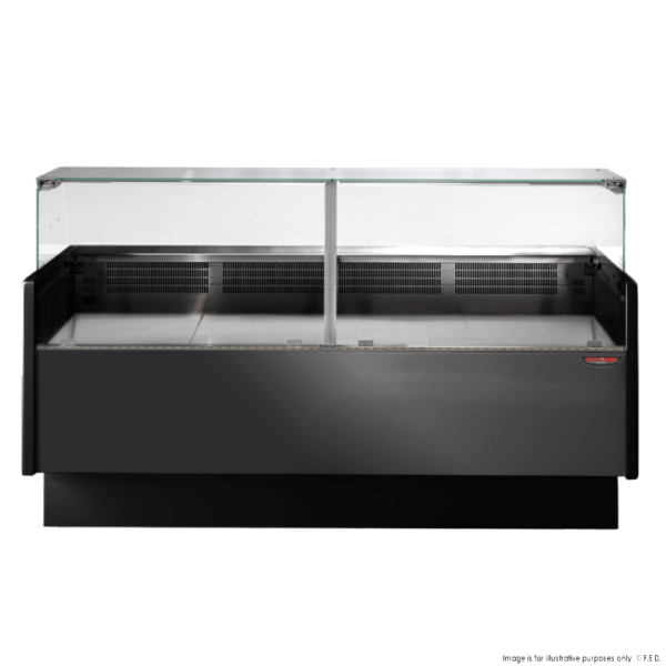 Tecnodom Serie MR9.5 Black 2000mm Wide Deli Display with Storage and Castors TDMR-0920B