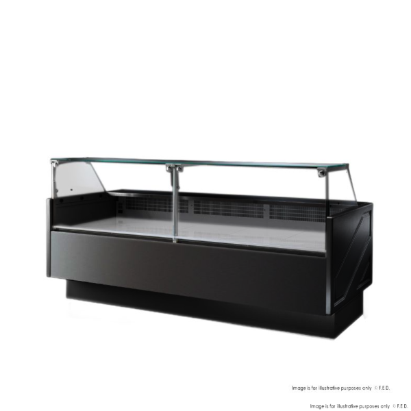 Tecnodom Serie MR9.5 Black 2480mm Wide Deli Display with Storage and Castors TDMR-0925B